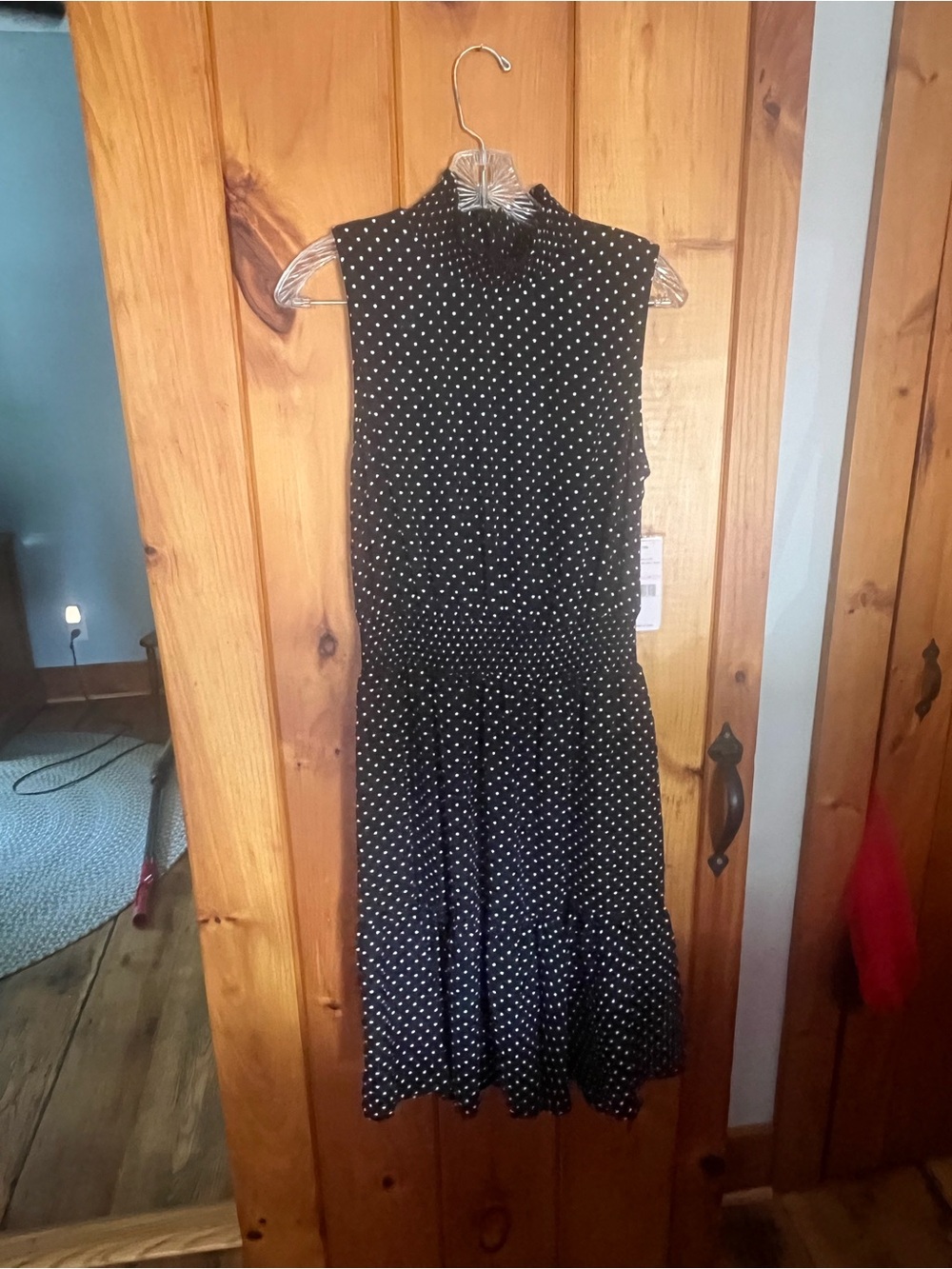 Nanette Lepore Black and White Polka Dot Sleeveless Midi Dress